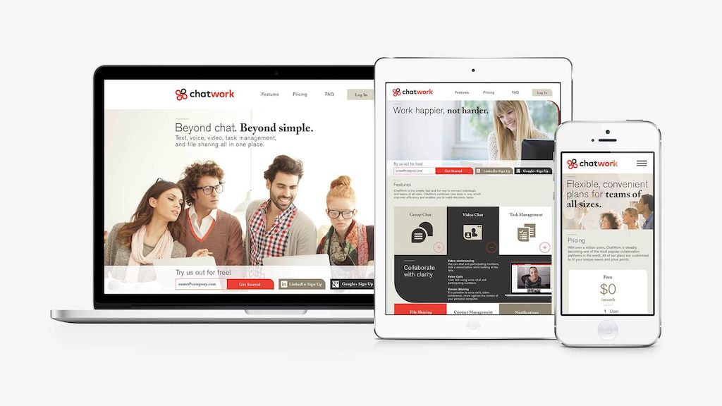 Metadesign Chatwork Desktop And Mobile Website Design